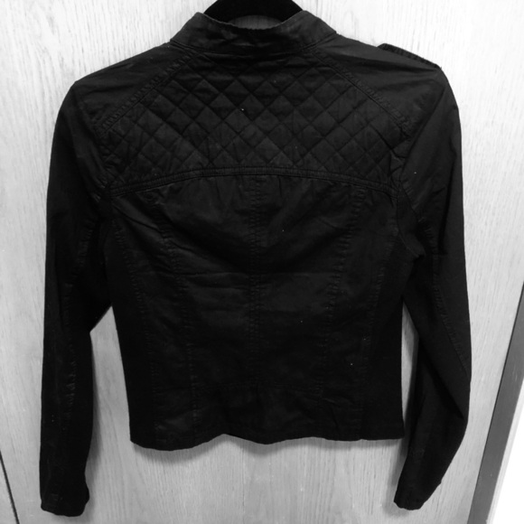 Maurices Small  Black Classic Jacket basic moto retro Quilted Cotton Snaps - Picture 2 of 12